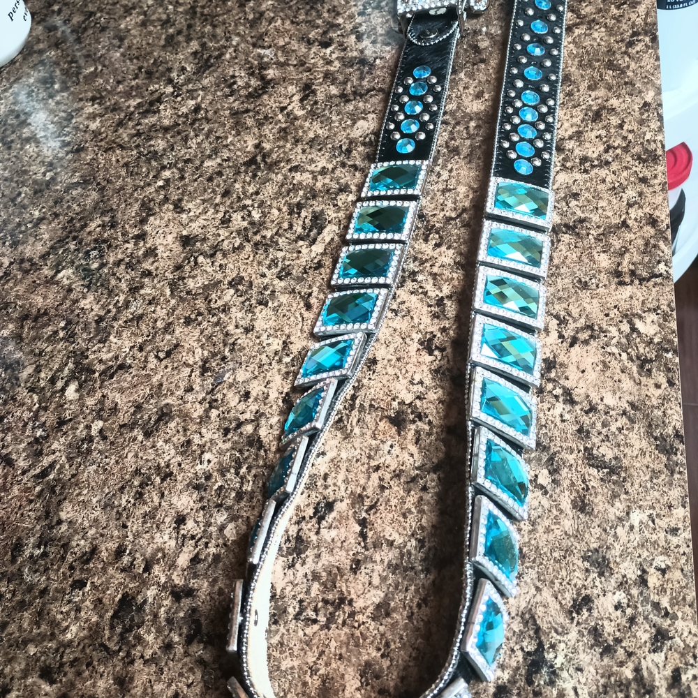 Turquoise and Silver Embellished Belt